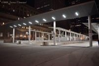 The bus terminal at Union Station, nearly deserted at this time of night