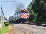 Metra 119 leading a BNSF line train west out of Hollywood Station