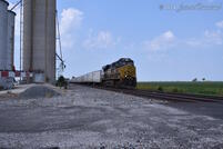 NS 256 glides past the elevator at Sloan Station, IL
