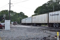 The bend makes the train appear to go on forever